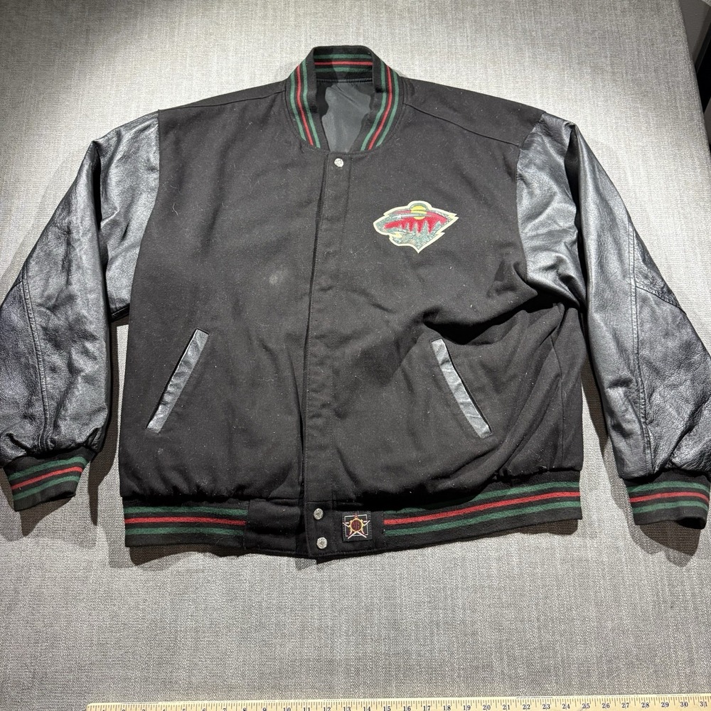 Vintage 90's Jeff Hamilton Minnesota Wild NHL Reversible Jacket Size 3XL